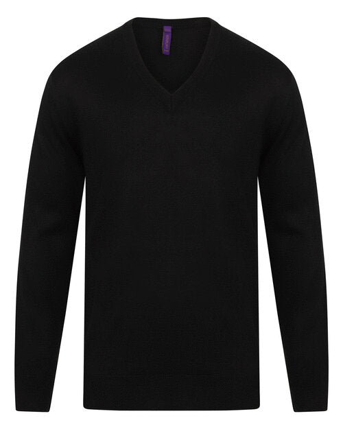 Henbury Cashmere Touch Acrylic V-Neck Jumper