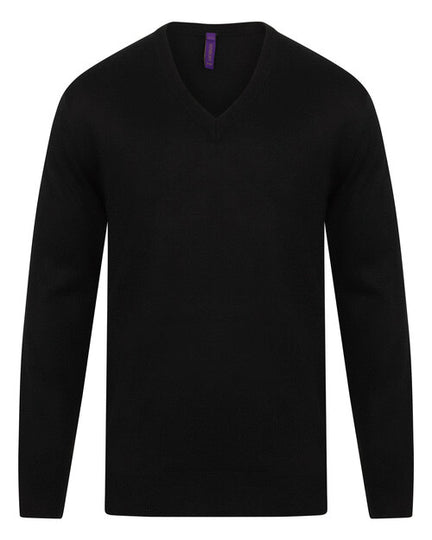 Henbury Cashmere Touch Acrylic V-Neck Jumper