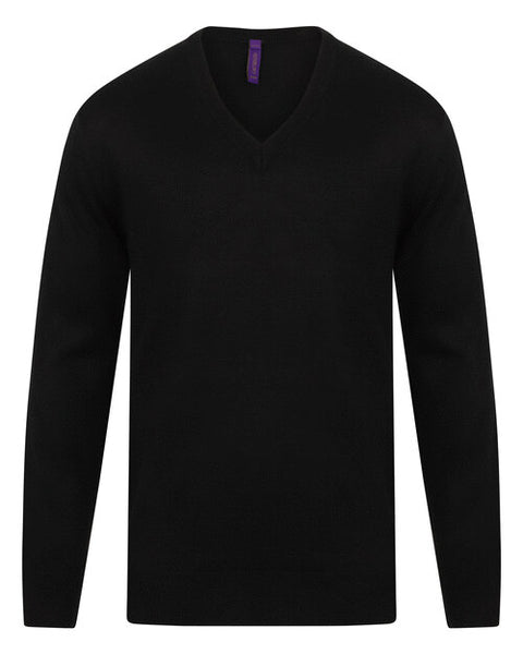 Henbury Cashmere Touch Acrylic V-Neck Jumper