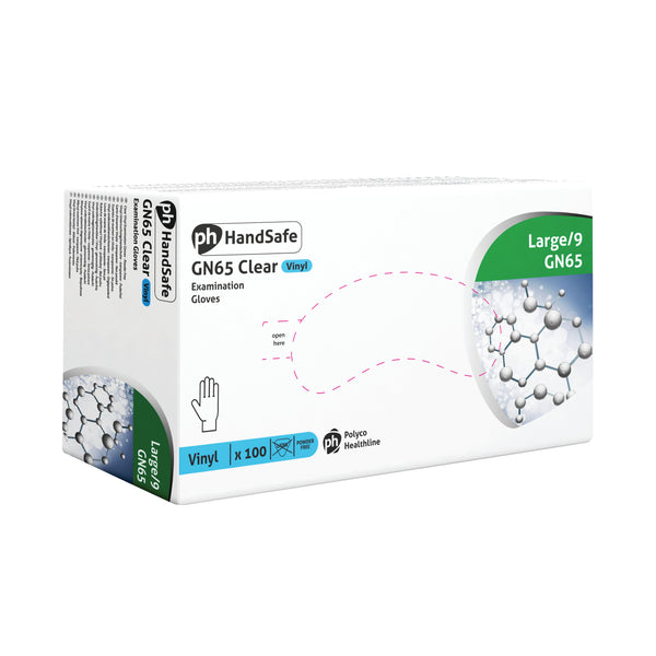 Handsafe Powder-Free Vinyl Gloves Large Clear – (Pack of 100)