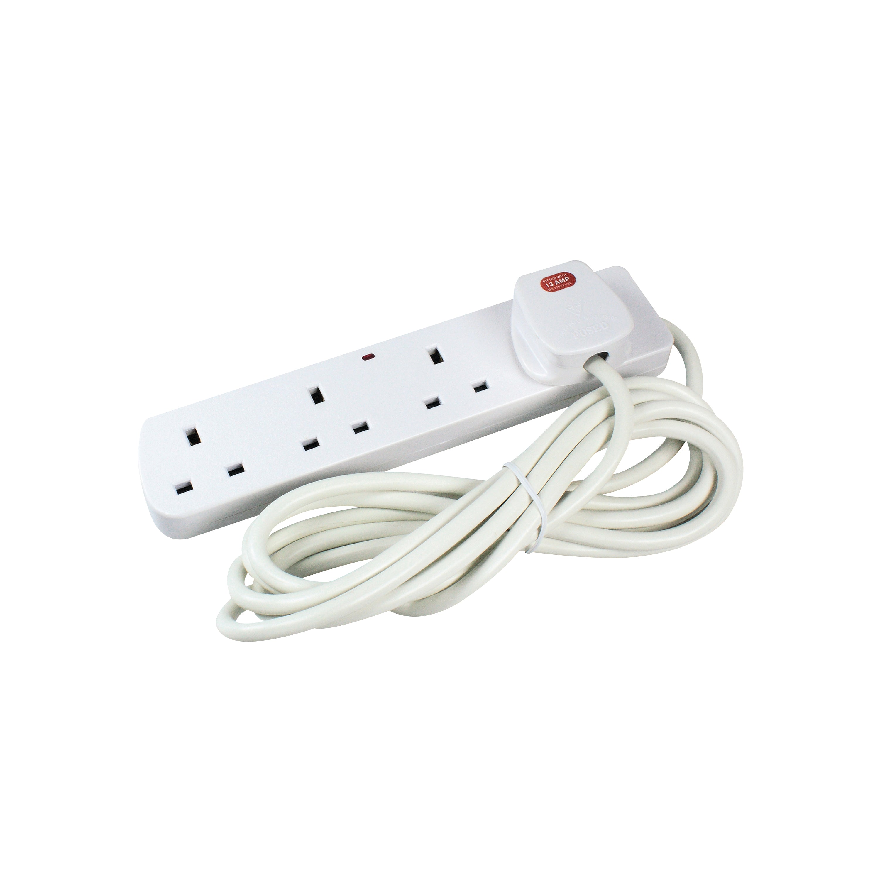 CED 4-Way 13 Amp 2m Extension Lead White with Neon Light CEDTS4213M