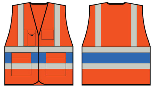 B-Seen Orange Executive Vest With Royal Blue Band