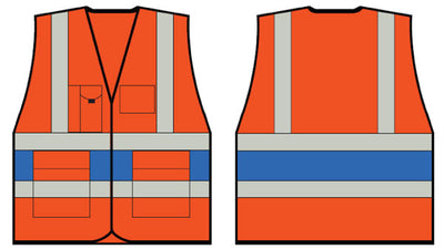 B-Seen Orange Executive Vest With Royal Blue Band