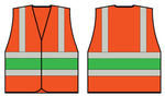 B-Seen Hv Vests & Jerkins Orange Wceng Vest With Green Band 3XL - thumbnail 2