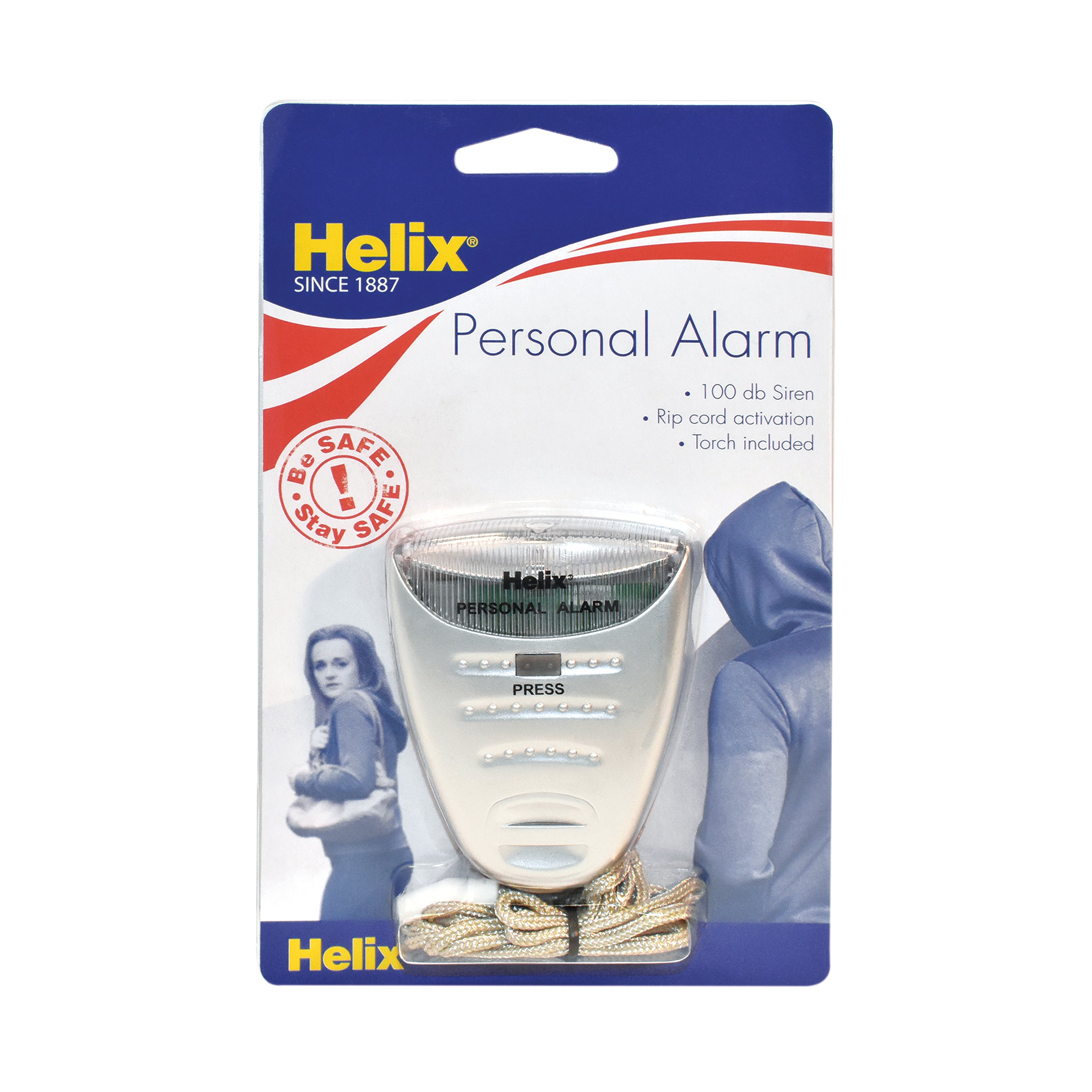 Helix Personal Attack Alarm With Torch Silver PS2070