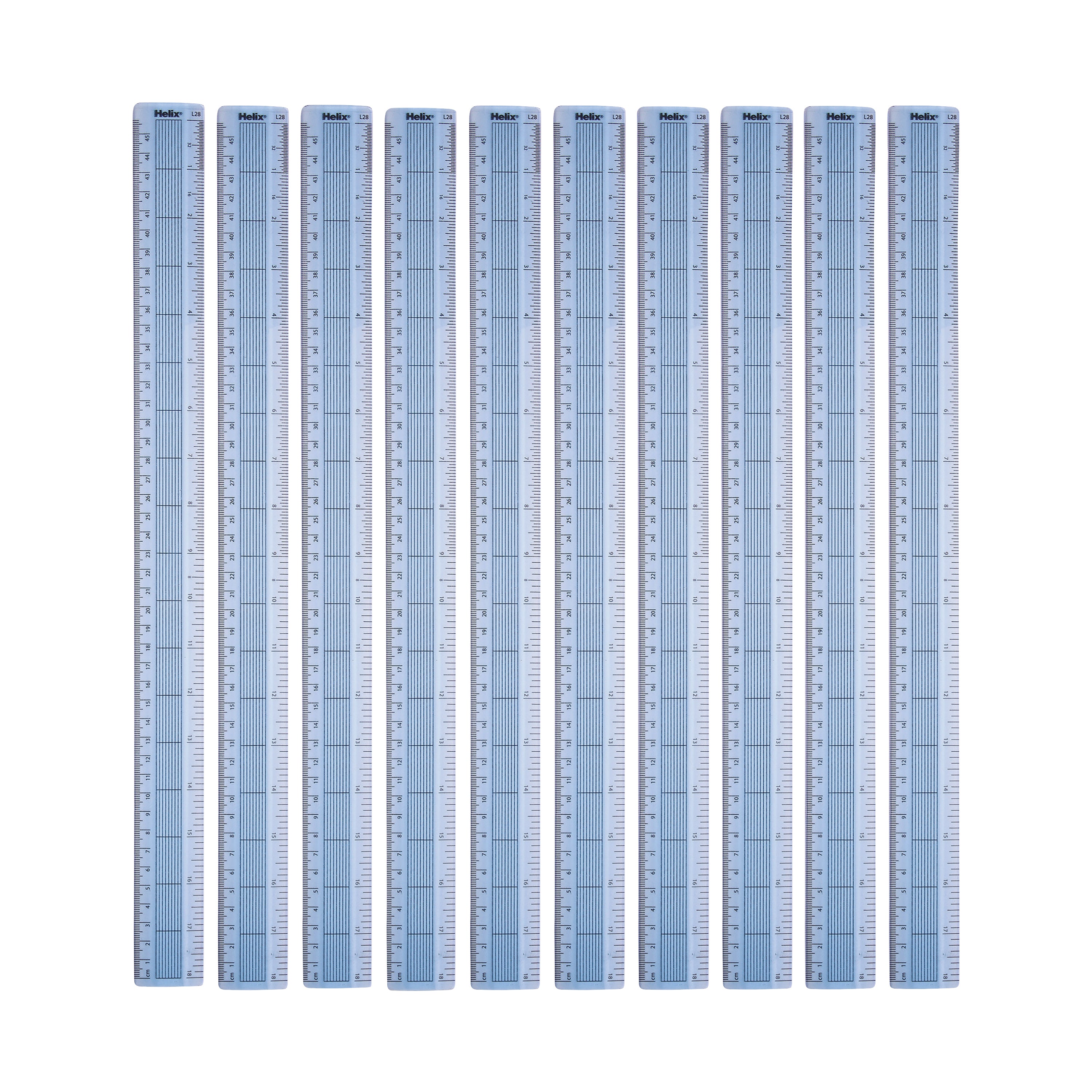 Helix Shatter Resistant Ruler Gridded 45cm Blue - (Pack of 10)