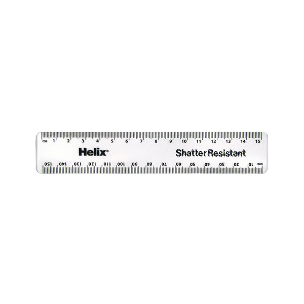 Helix Shatter Resistant Ruler 15cm Clear – (Pack of 50)