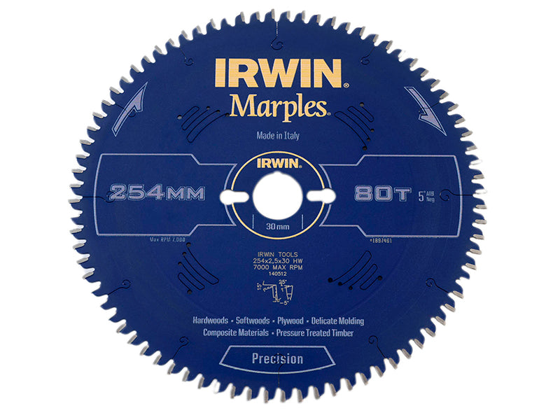 IRWIN® Marples Mitre Circular Saw Blade 254 x 30mm x 80T HI-ATB/Neg