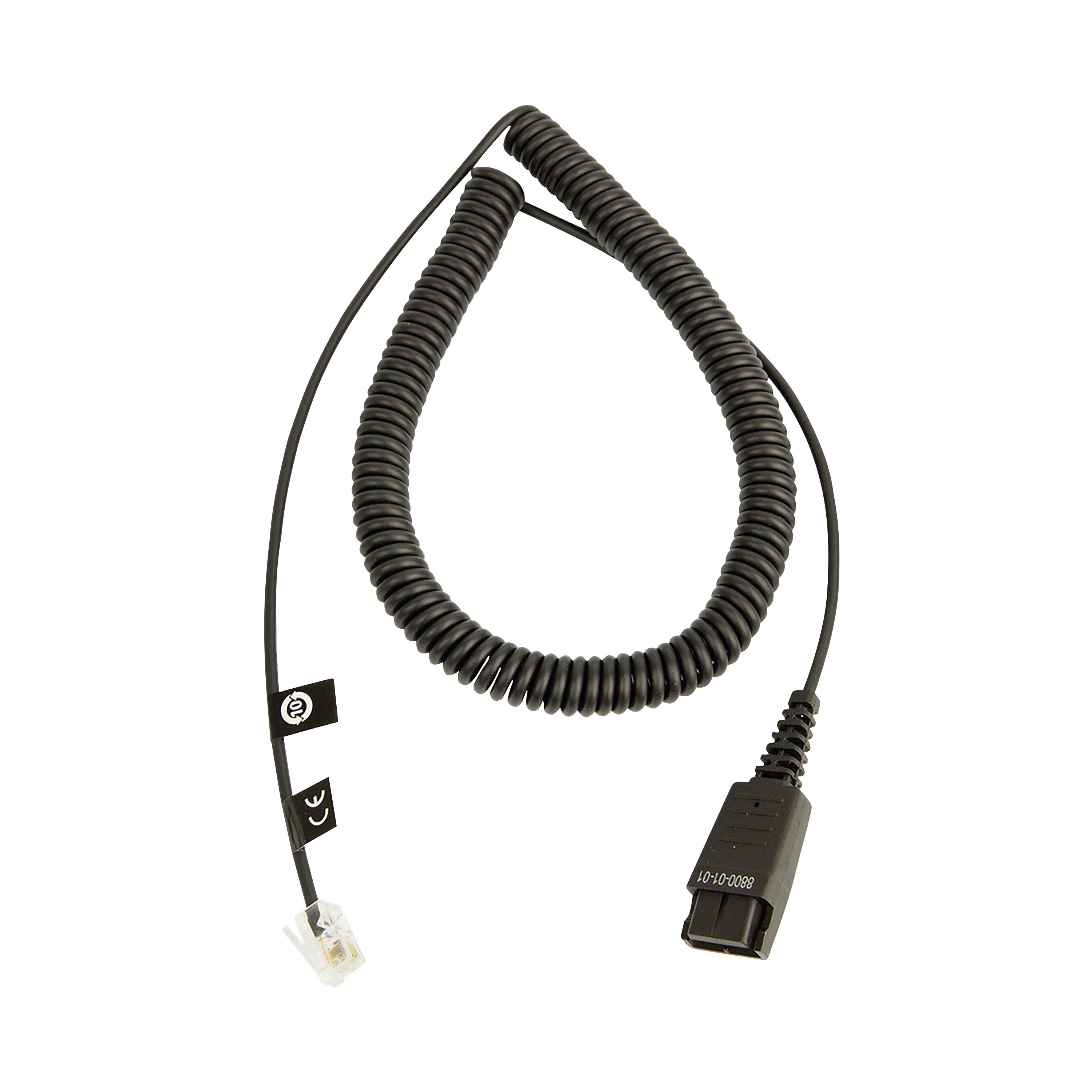 Jabra Quick Disconnect (qd) To Modular Rj9 Coiled Cord 2m 8800-01-01