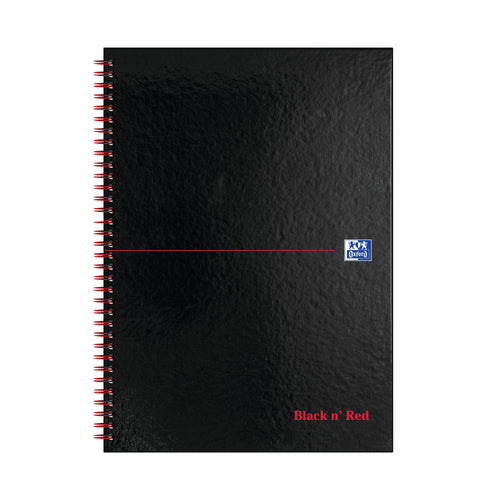 Black n' Red Wirebound Hardback Notebook Ruled 140 Pages A4 Plus 2 FOC – (Pack of 5)