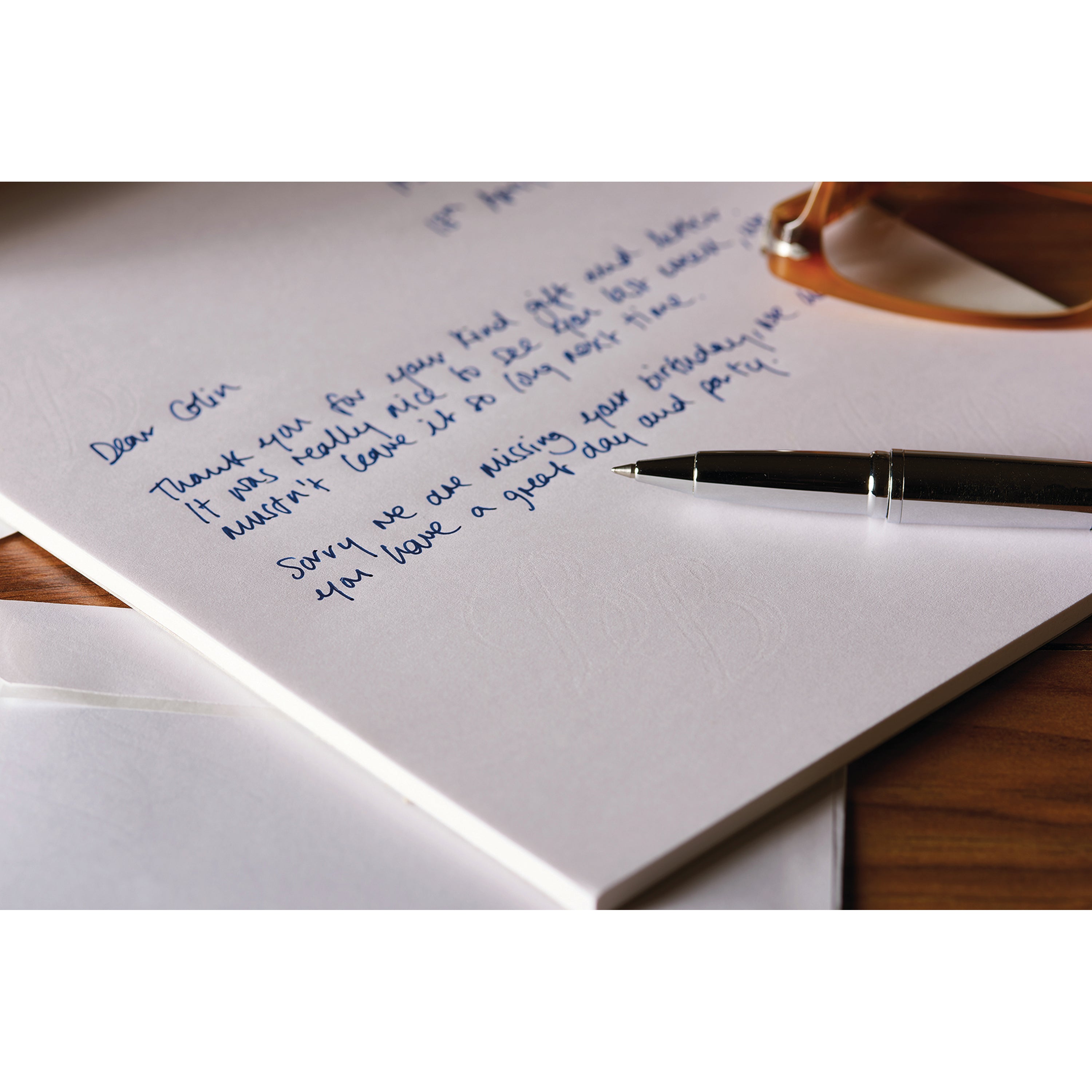 Distinctive watermark and texture of Basildon Bond's quality white paper.