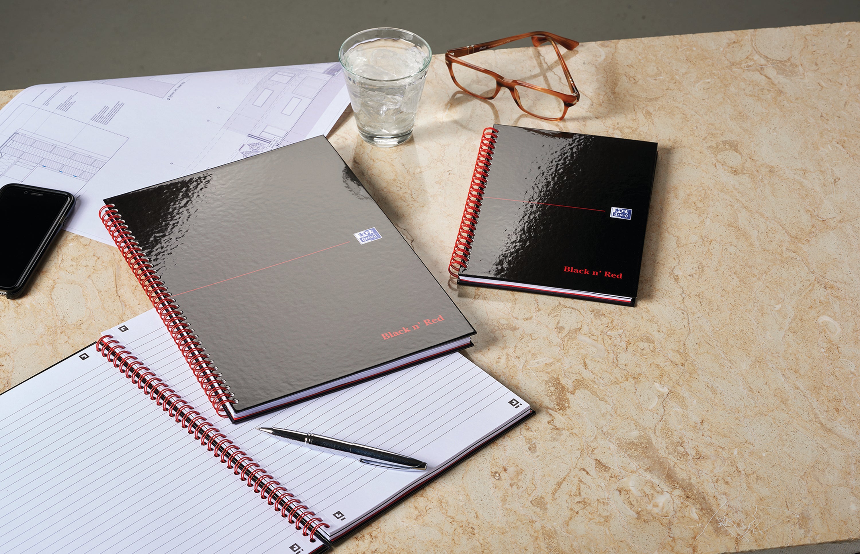 Black N Red Wirebound Ruled Hardback Notebook A4 – (Pack of 5)