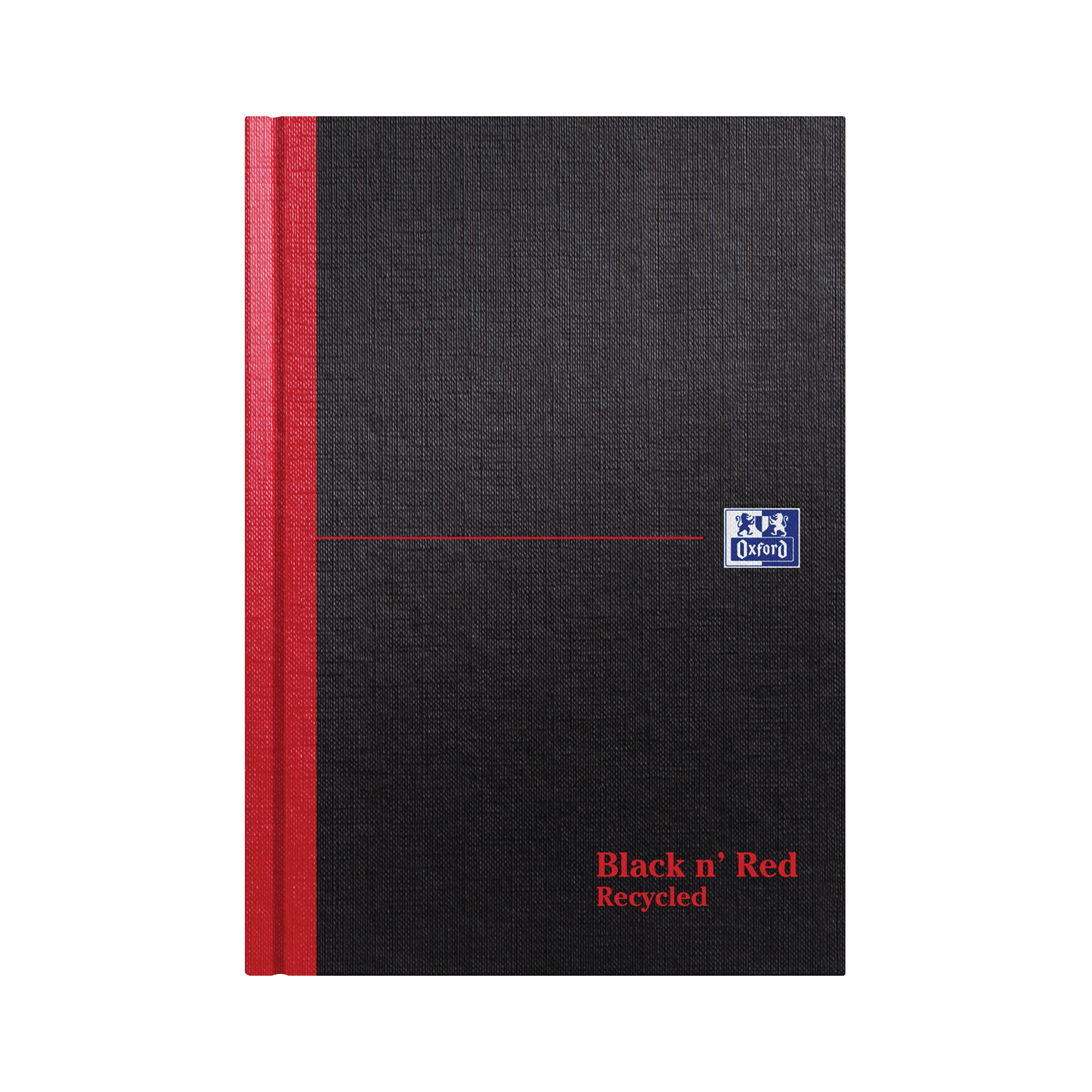 Black n' Red Casebound Ruled Recycled Hardback Notebook 192 Pages A5 – (Pack of 5)