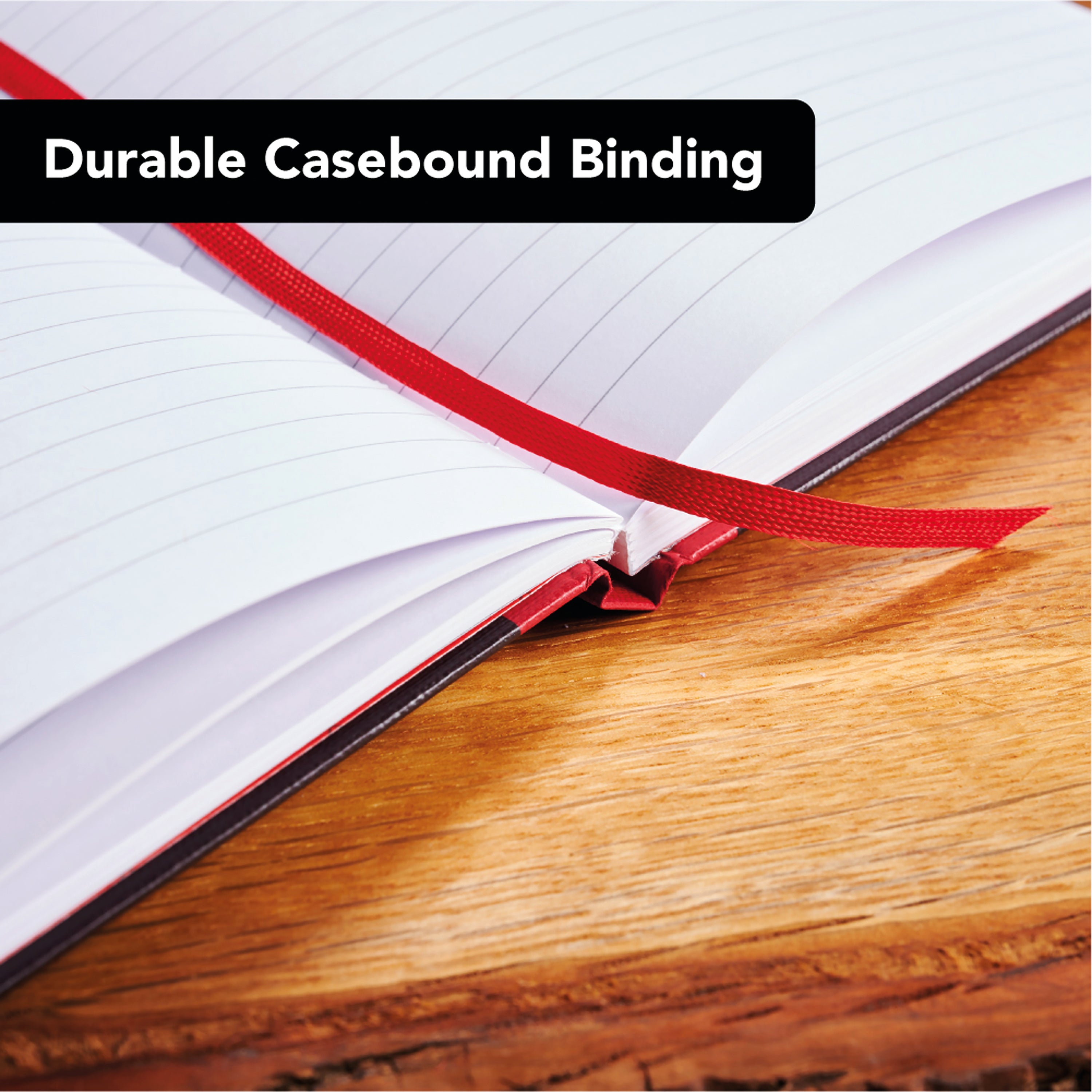 Black N Red Casebound Hardback Notebook 192 Pages A5 – (Pack of 5)