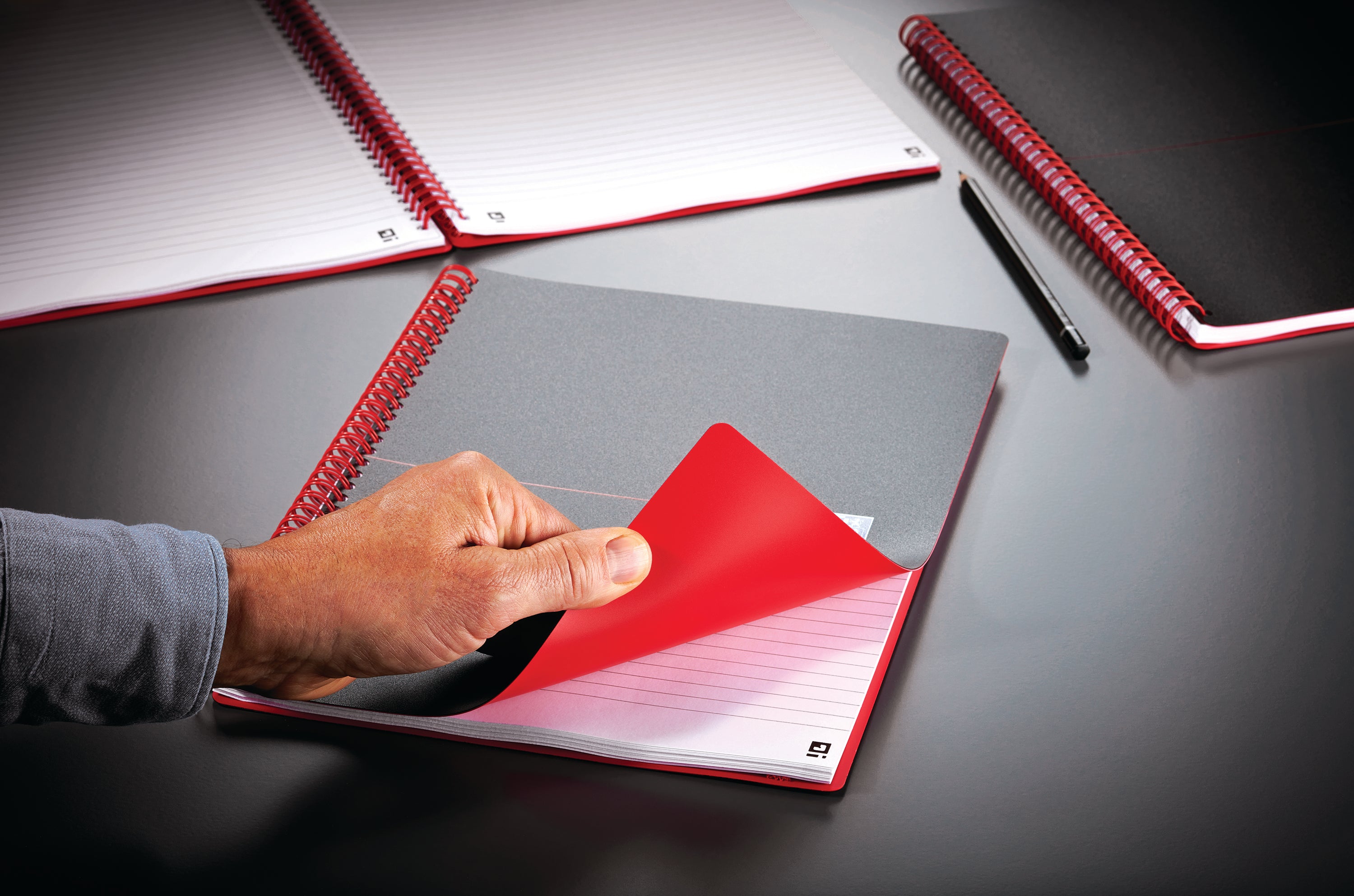 Black N Red Wirebound Recycled Polypropylene Notebook 140 Pages A4 – (Pack of 5)