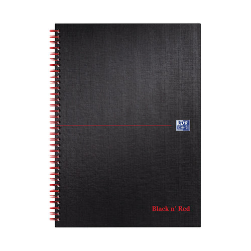 Black N Red Wirebound Ruled Hardback Notebook 140 Pages A4 – (Pack of 5)