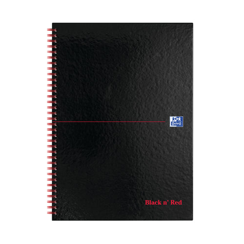 Black N Red Wirebound Hardback Notebook 5mm Square A4 – (Pack of 5)