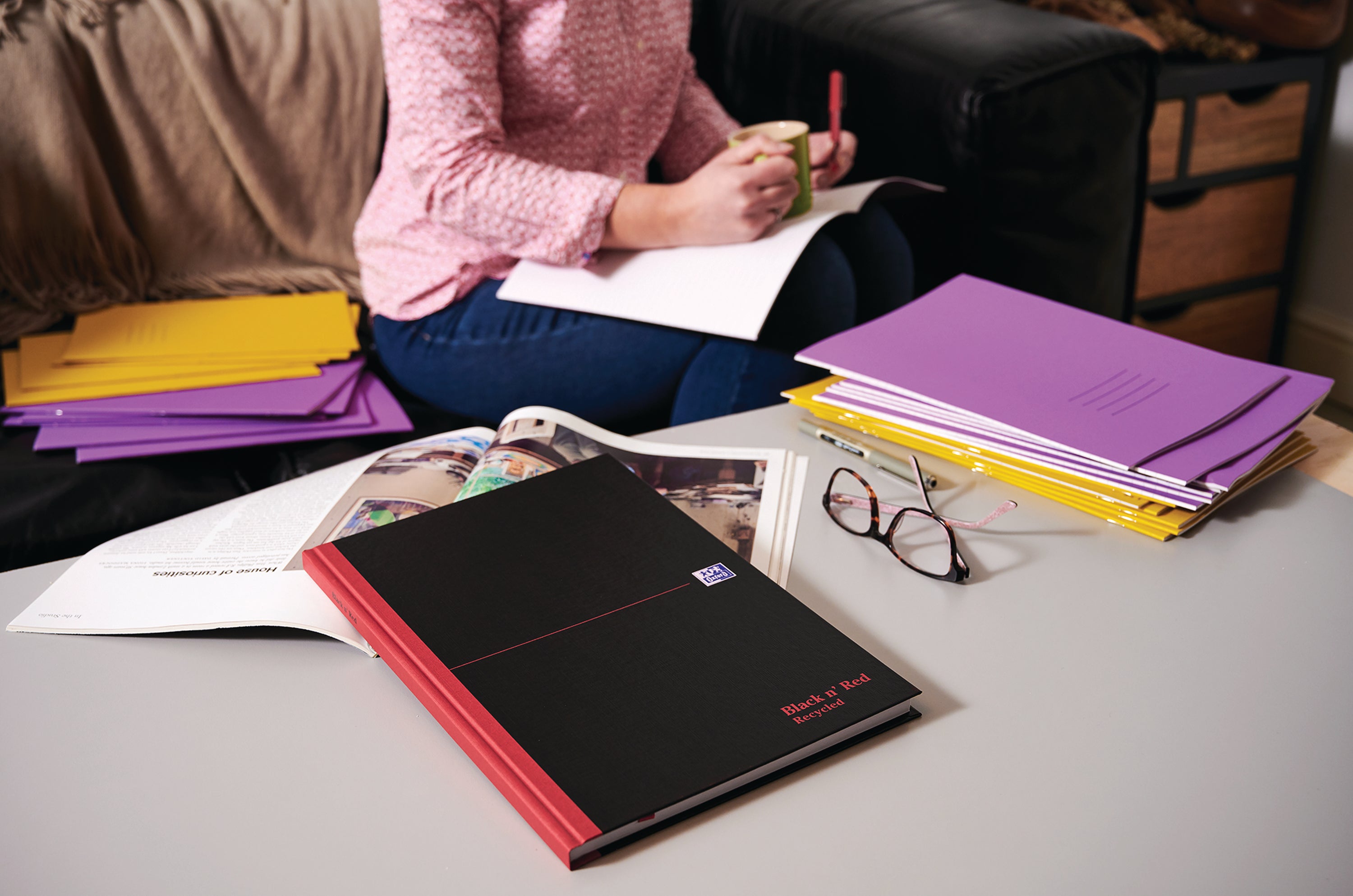 Black n' Red Casebound Recycled Hardback Notebook 192 Pages A4 – (Pack of 5)