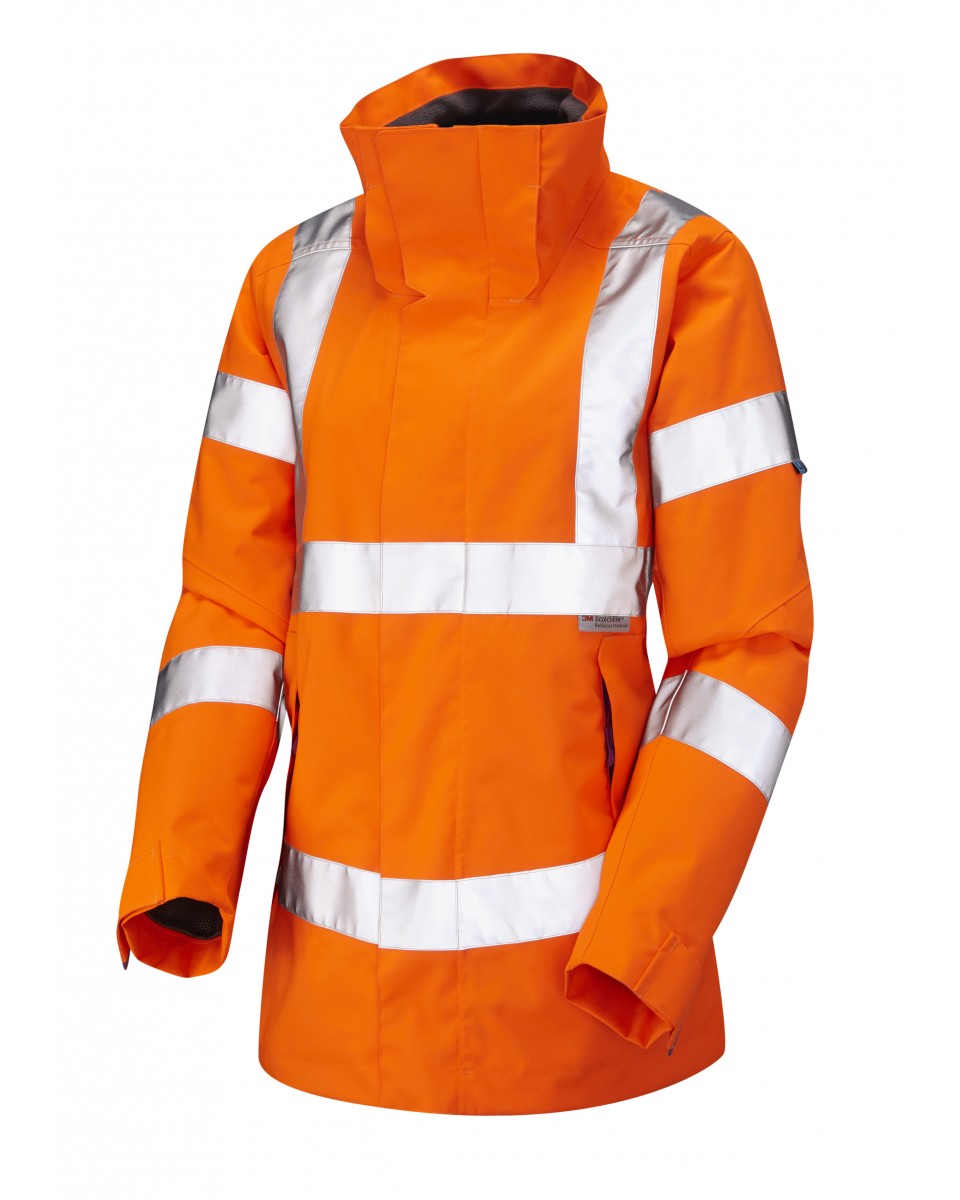 Leo Workwear Rosemoor orange hi-vis jacket designed for maximum safety and workplace comfort