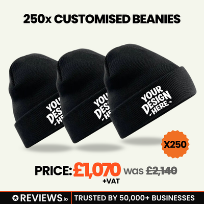 250x Embroidered Beanie Hats Bundle Deal