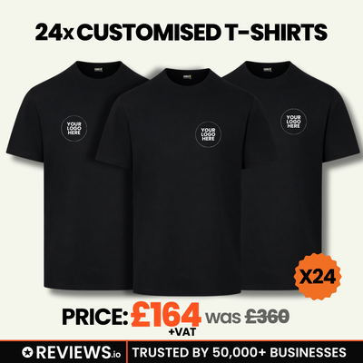 24 Personalised Embroidered Work T-Shirts with Free Logo