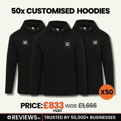 50x Personalised Embroidered Hoodies with Free Logo