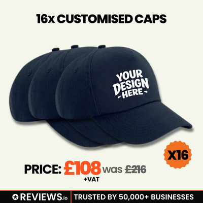 16x Embroidered/Printed Caps Bundle Deal with Free Company/Club Logo