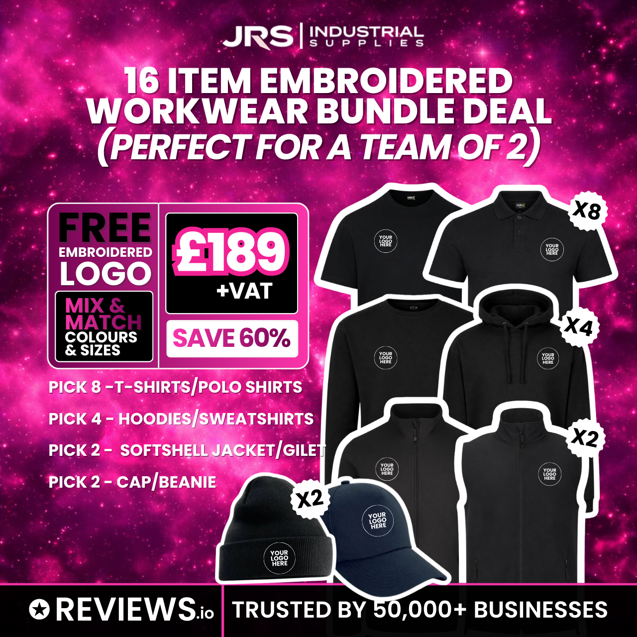 16 Item Embroidered/Printed Workwear Bundle Deal