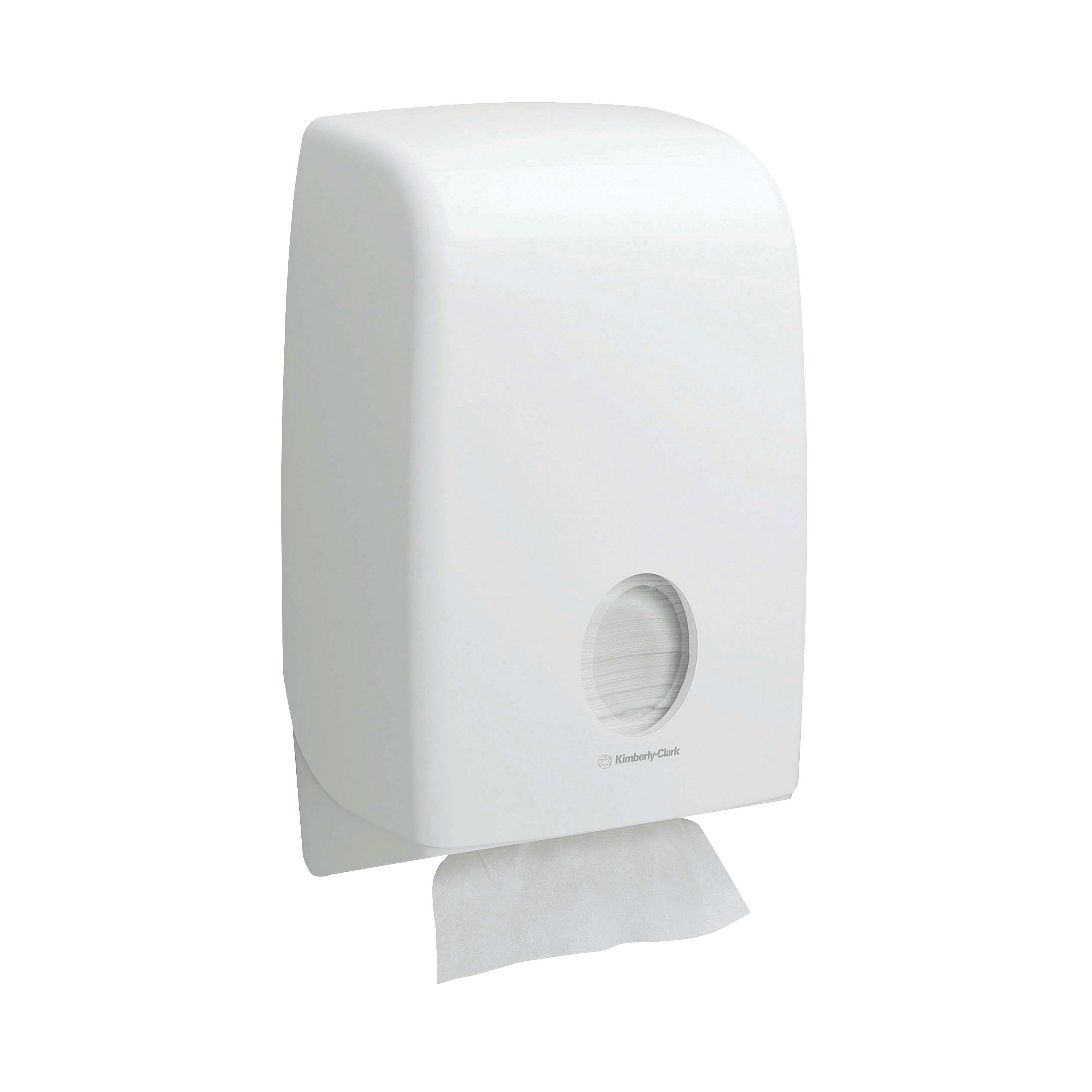 Aquarius folded hand towel dispenser mounted in a clean, commercial washroom.