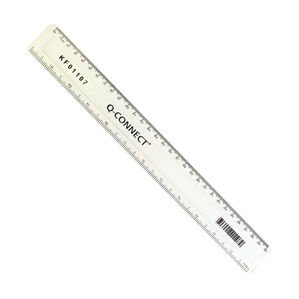 Q-connect Acrylic Shatter Resistant Ruler 30cm Clear – (Pack of 10)