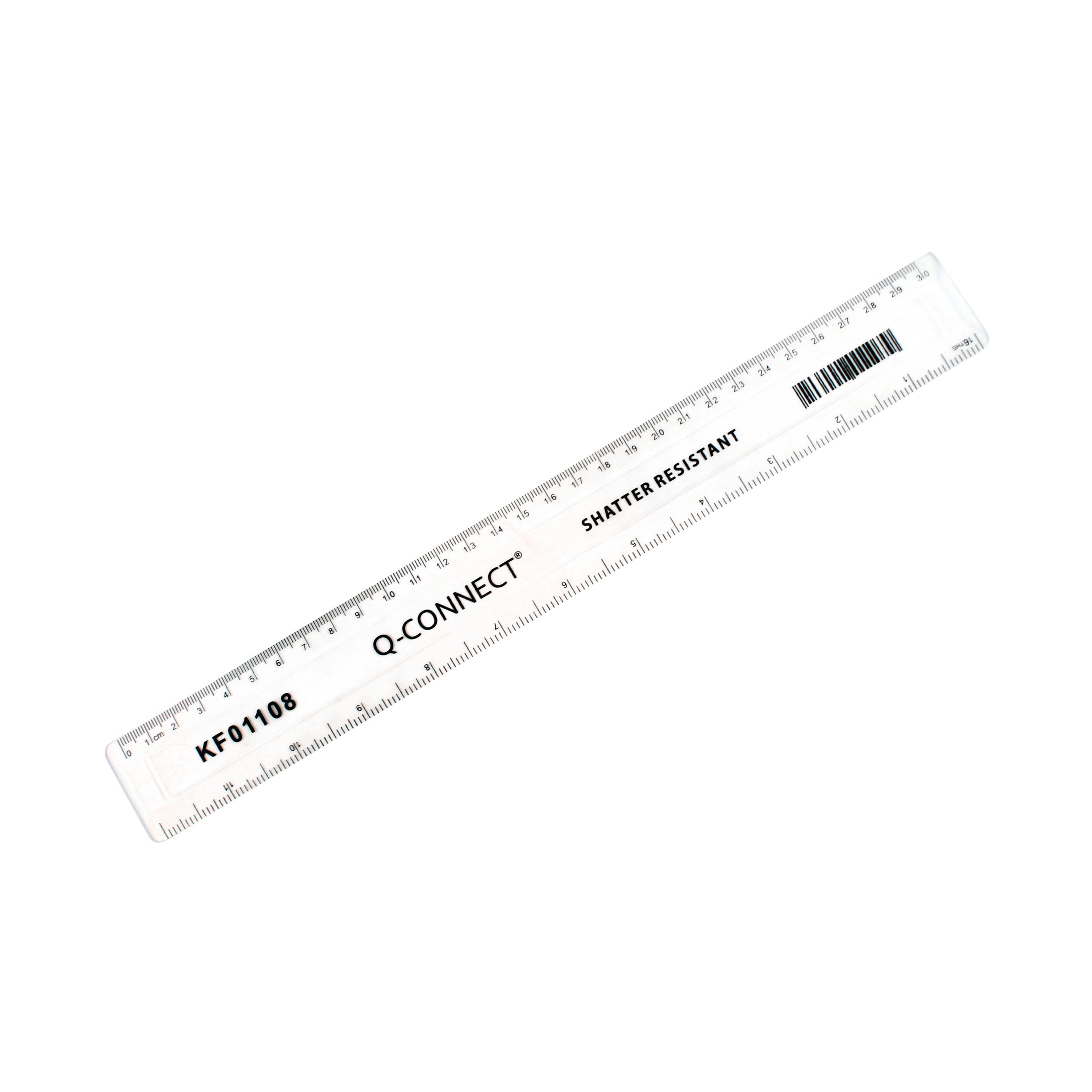 Q-connect Shatter Resistant Ruler 30cm Clear – (Pack of 10)