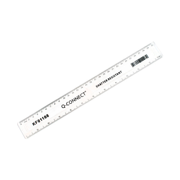 Q-connect Shatter Resistant Ruler 30cm Clear – (Pack of 10)