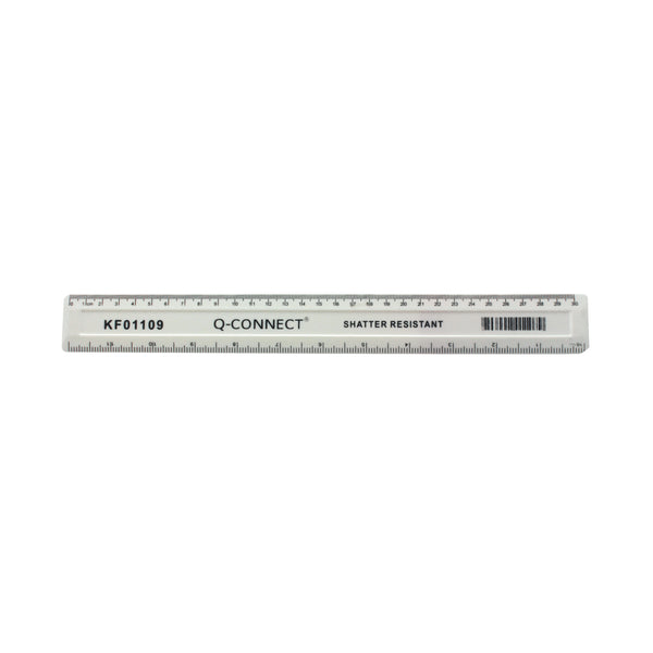 Q-connect Shatter Resistant Ruler 30cm White – (Pack of 10)