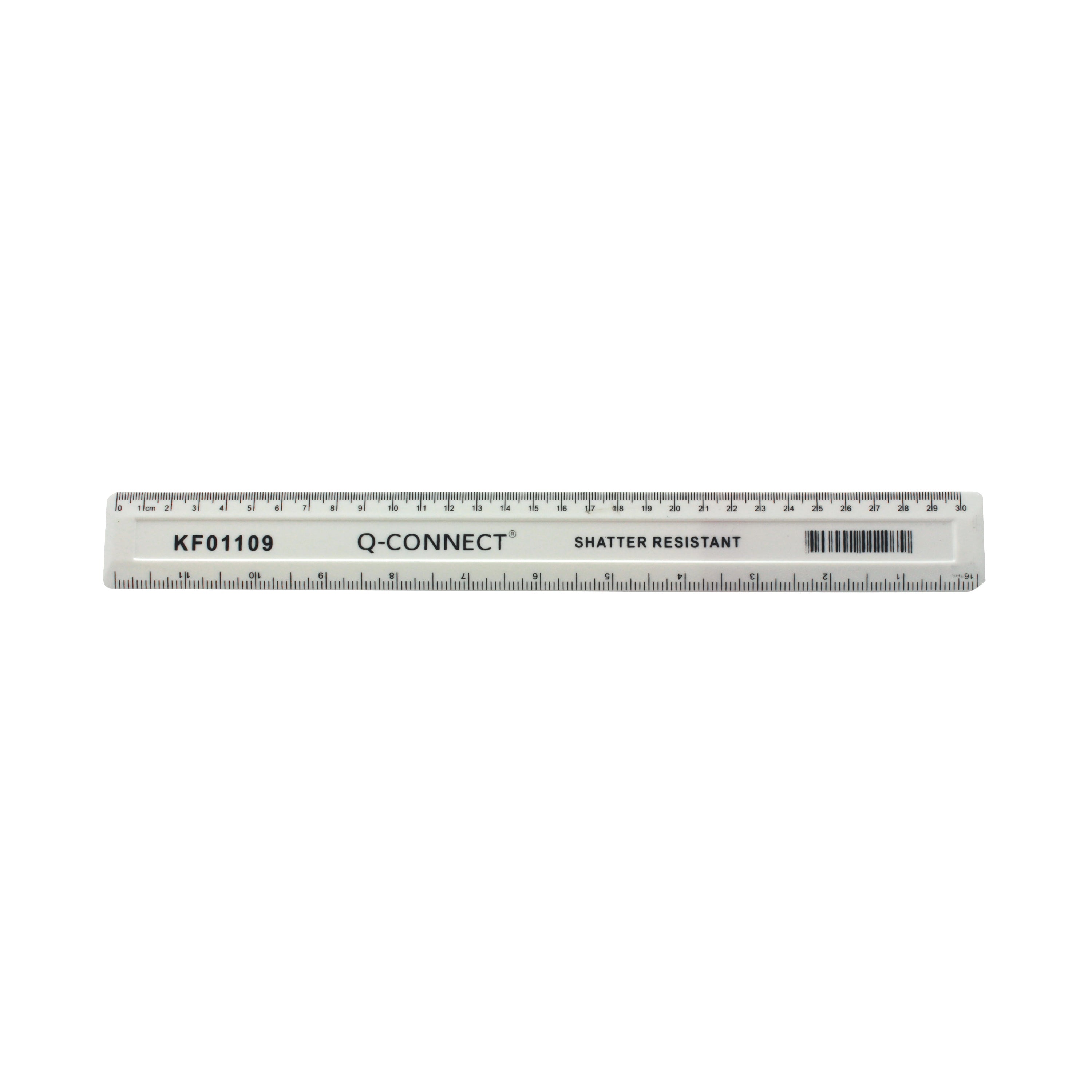 Q-connect Shatter Resistant Ruler 30cm White – (Pack of 10)
