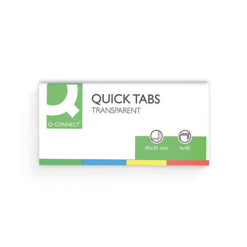 Q-connect Quick Tabs 25x45mm 40 Tabs 4 Pads Clear/Assorted  (Pack of 160)