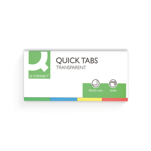 Q-connect Quick Tabs 25x45mm 40 Tabs 4 Pads Clear/Assorted  (Pack of 160)