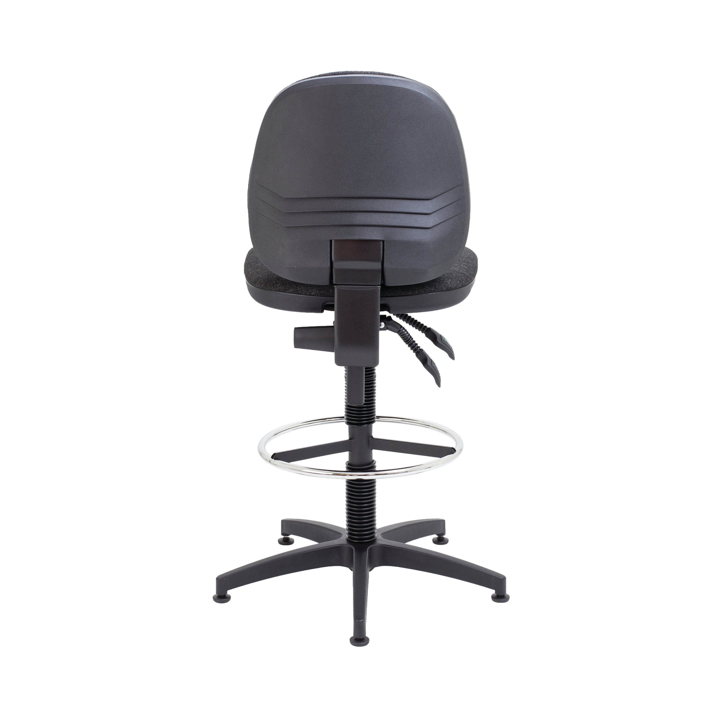 fixed chrome footrest ring of the Arista draughtsman chair.
