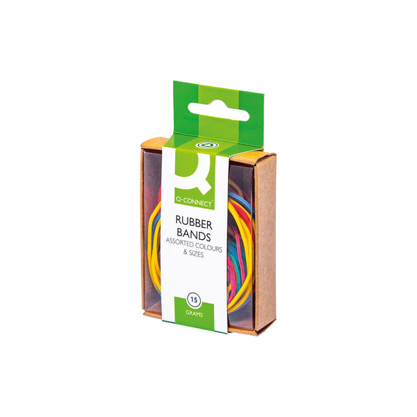 Q-CONNECT Rubber Bands Assorted Sizes Coloured 15g – (Pack of 10)