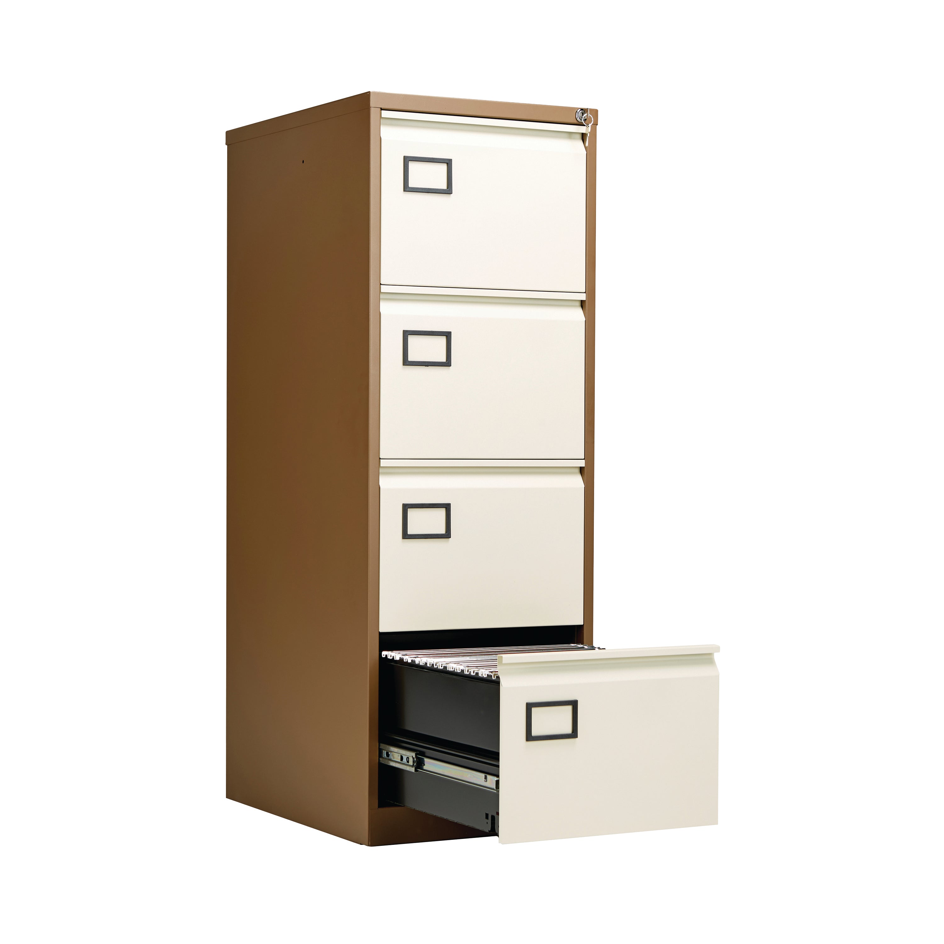 Jemini 4 Drawer Filing Cabinet Lockable 470x622x1321mm Coffee/cream Kf03002