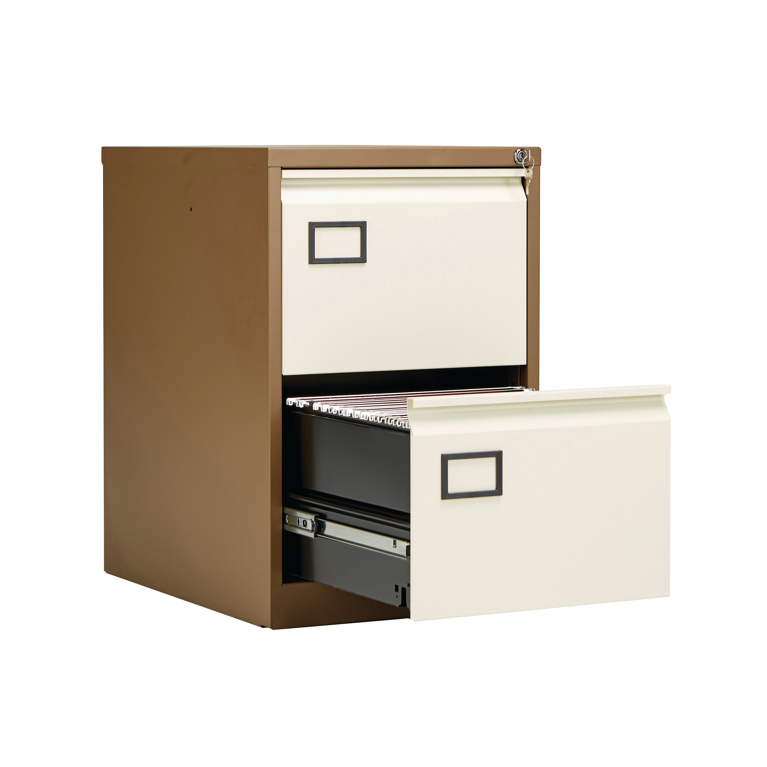 Jemini 2 Drawer Filing Cabinet Lockable 470x622x711mm Coffee/cream Kf03006