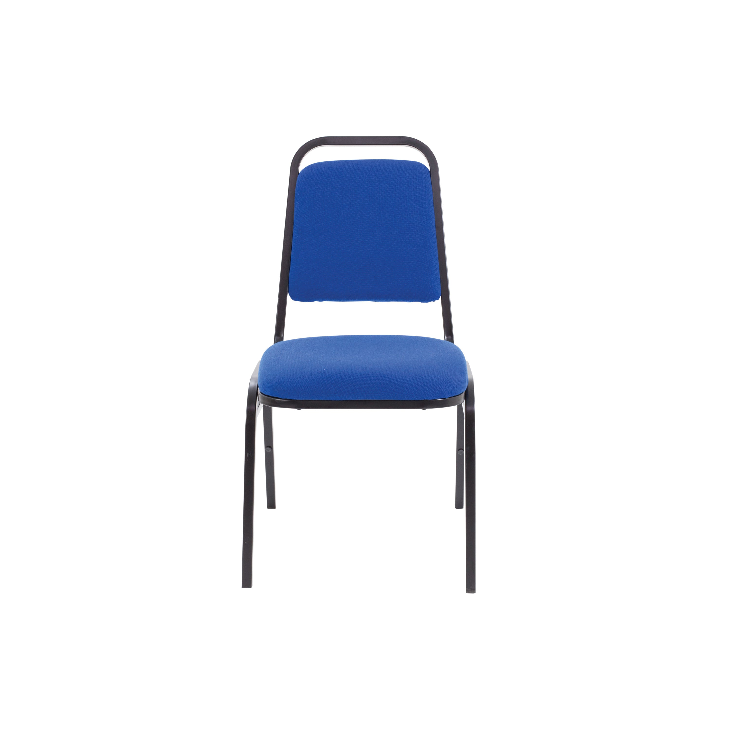 Close-up on the textured blue fabric upholstery of the Arista banqueting chair seat.