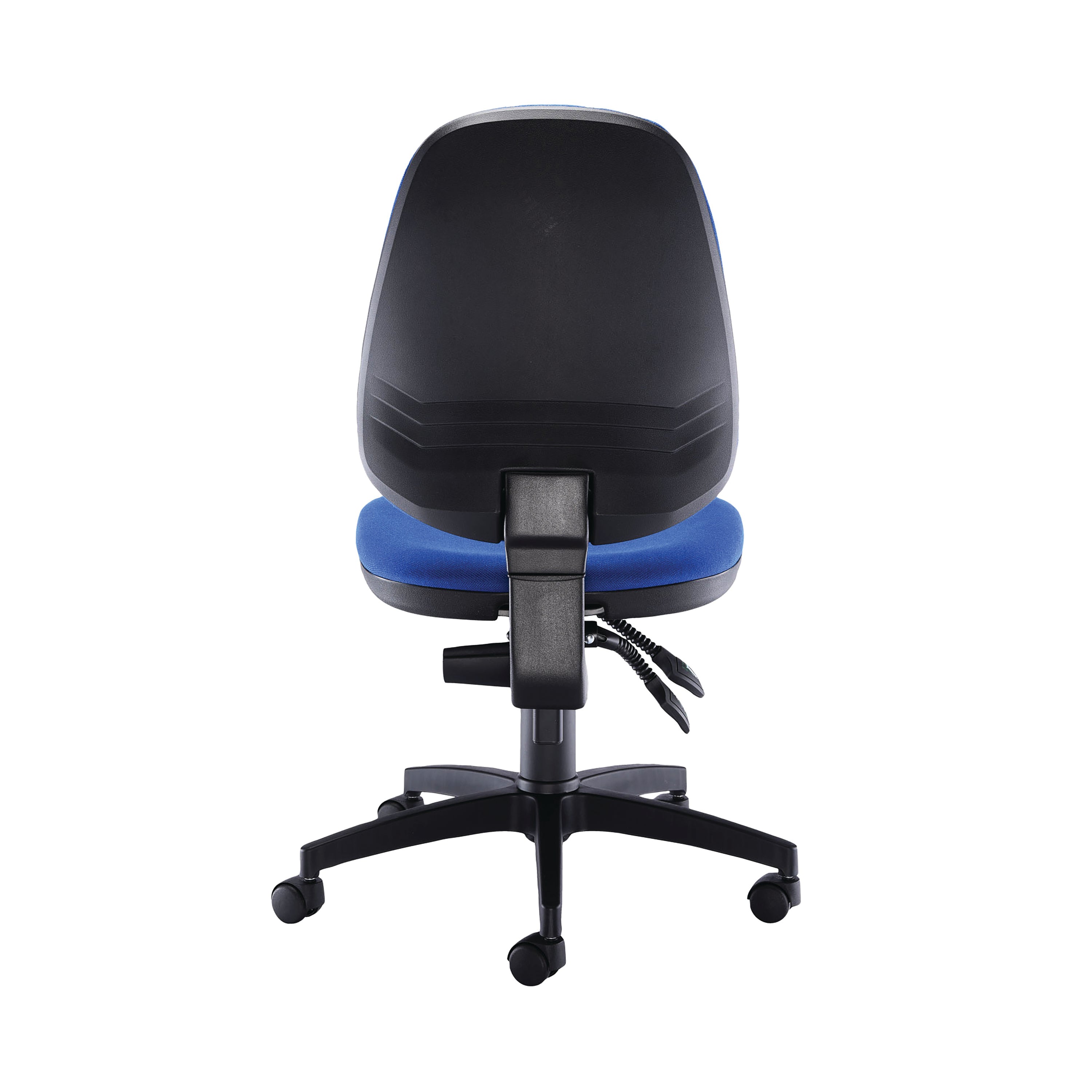 Blue breathable mesh of the Arista Aire high-back office chair.