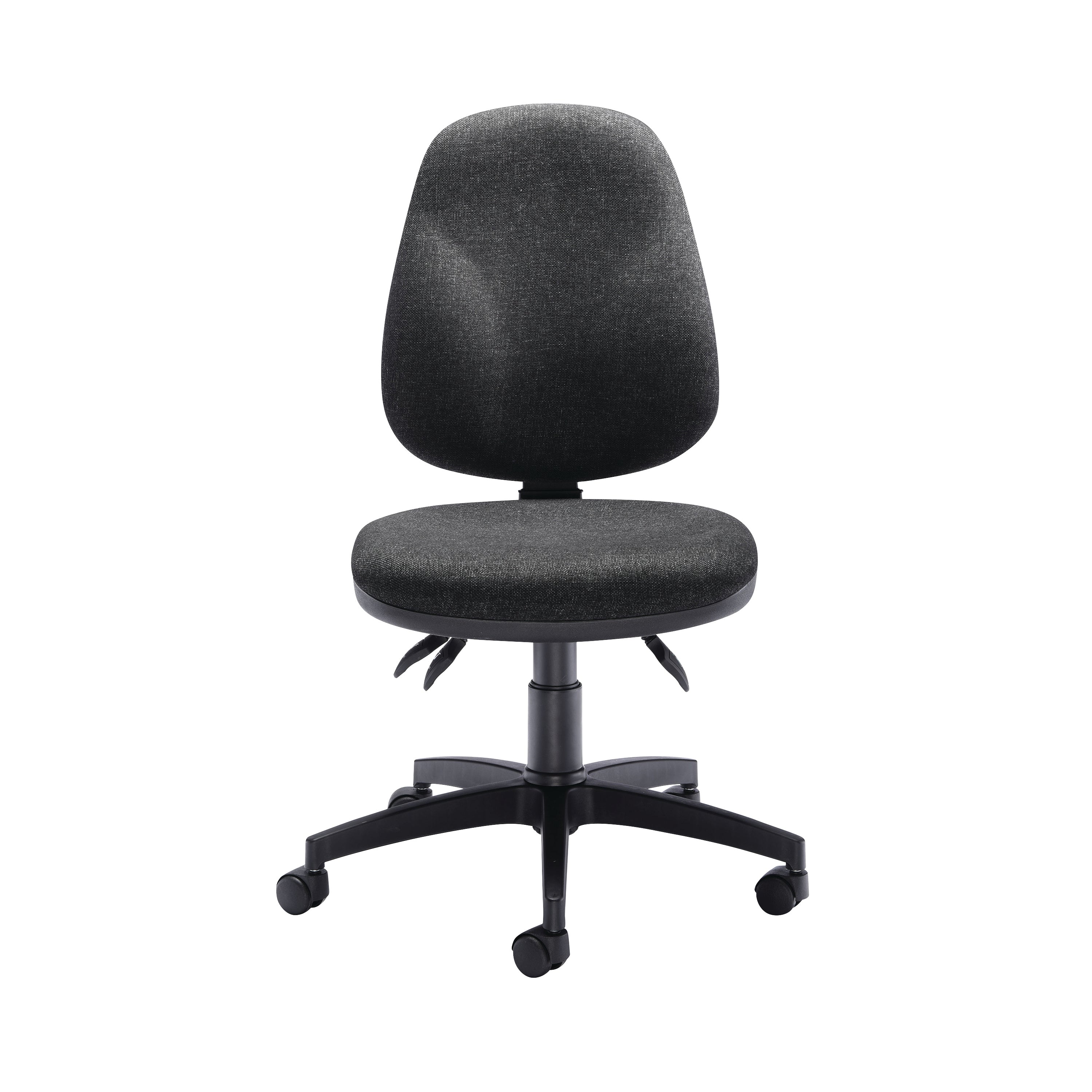 Detail of the mesh headrest on the charcoal Arista Aire Deluxe high-back chair.