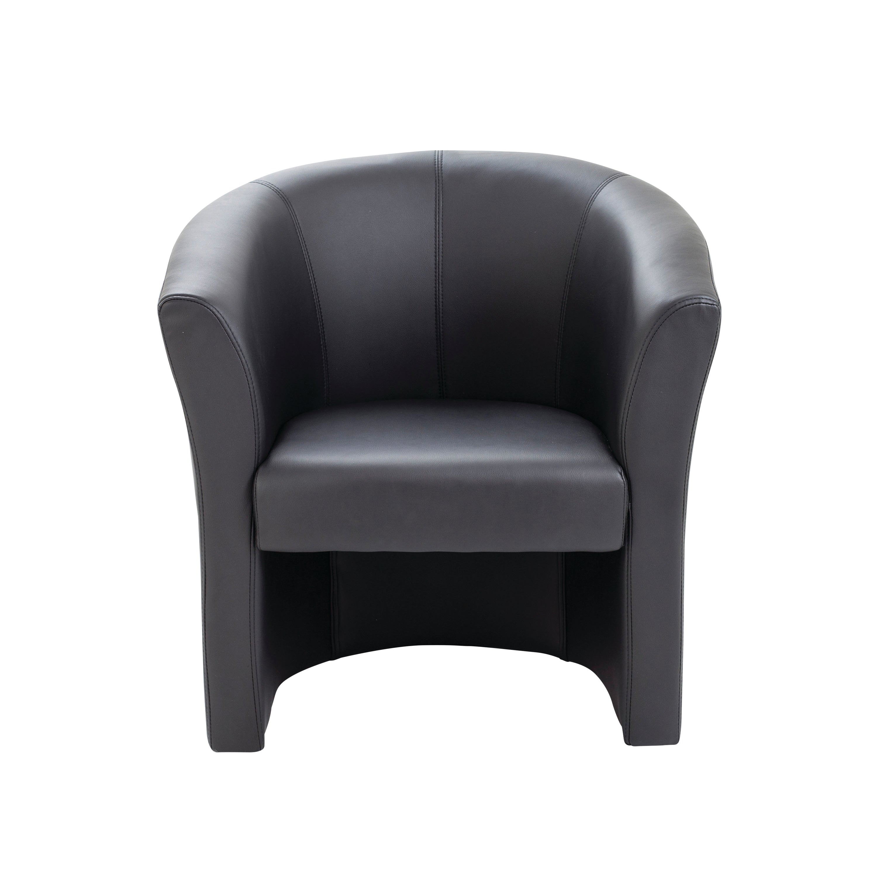 A higher perspective of the Avior vinyl tub chair, showcasing its circular seat shape.