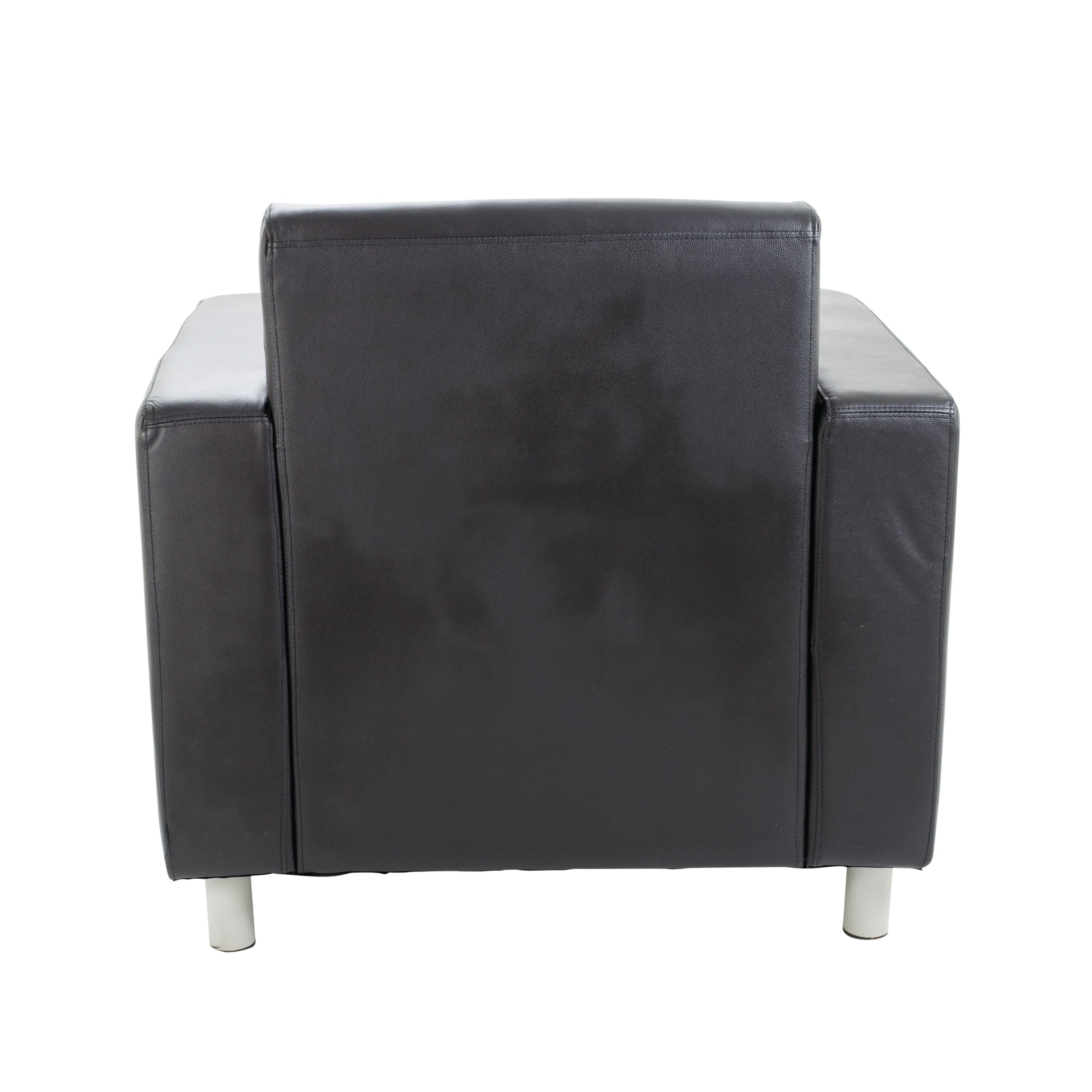 Close-up on the textured leather-faced material of the Avior executive armchair's seat.