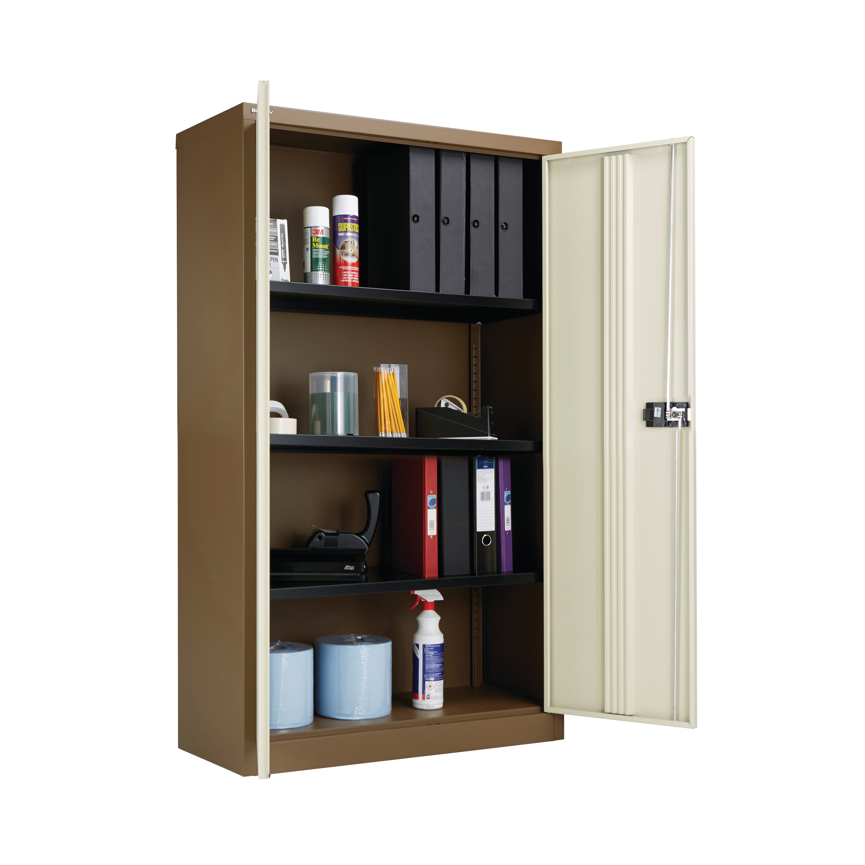 Jemini 2 Door Storage Cupboard Metal 420x960x1810mm Coffee/Cream KF08082