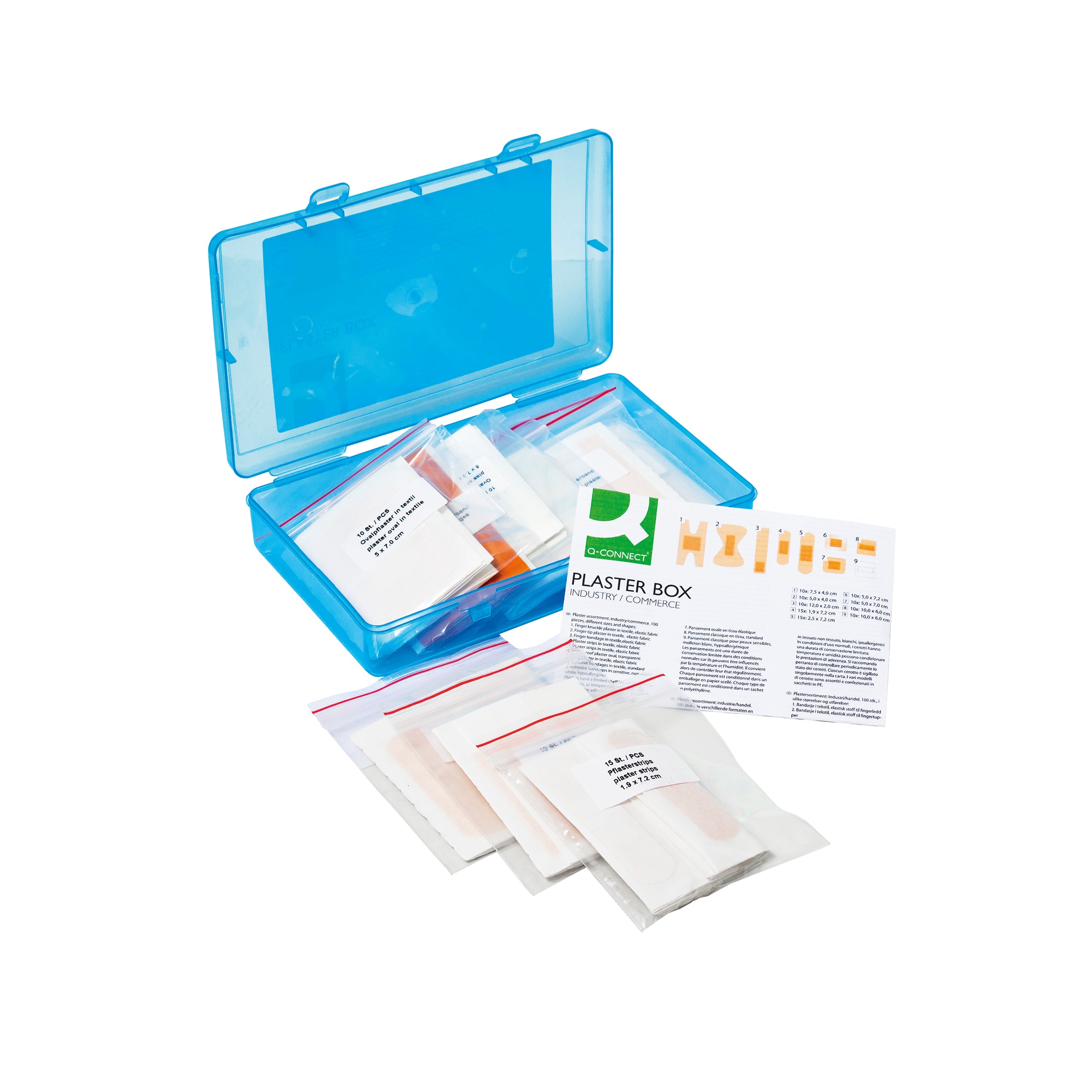 Q-connect Reclosable Plaster Box Assorted Plasters (pack Of 100) Kf14628