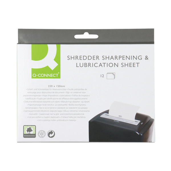 Q-connect Shredder Sharpening And Lubrication Sheet 220x150mm – (Pack of 12)