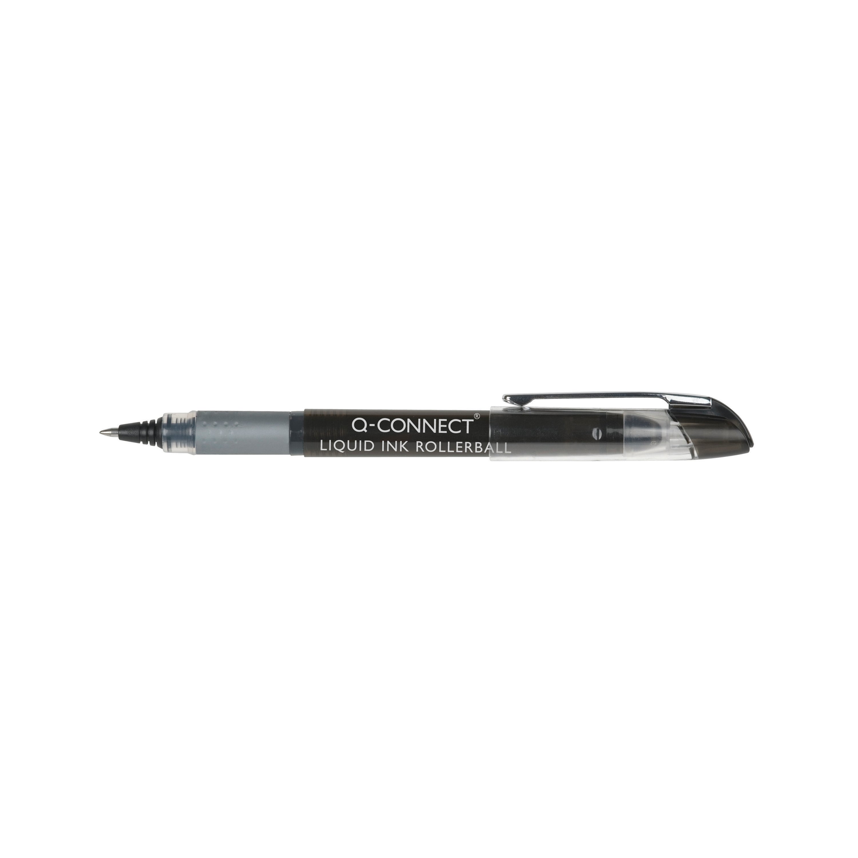QConnect Liquid Ink Rollerball Pen Fine Black (Pack of 10) KF50139