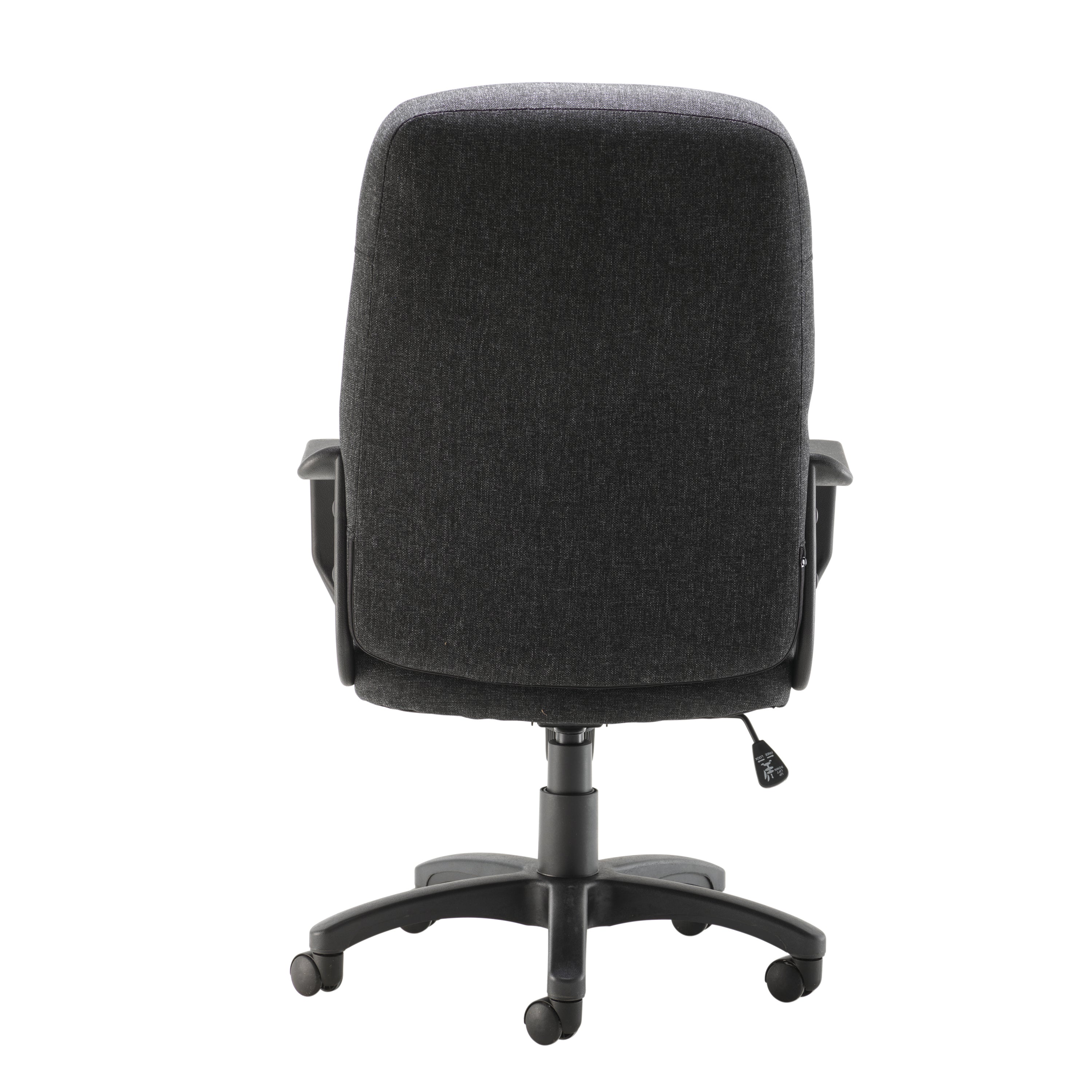 padded armrest on the charcoal Arista Franca executive chair.